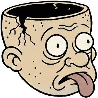 A zombified green head with the top cut off.